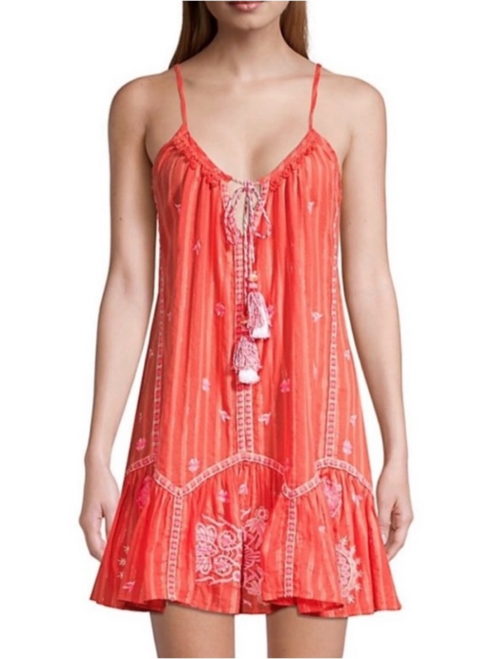 Ramy Brook Selma Embroidered Cotton Mini Dress Medium